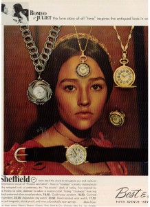 Olivia Hussey-Sheffield Watches ad 1968