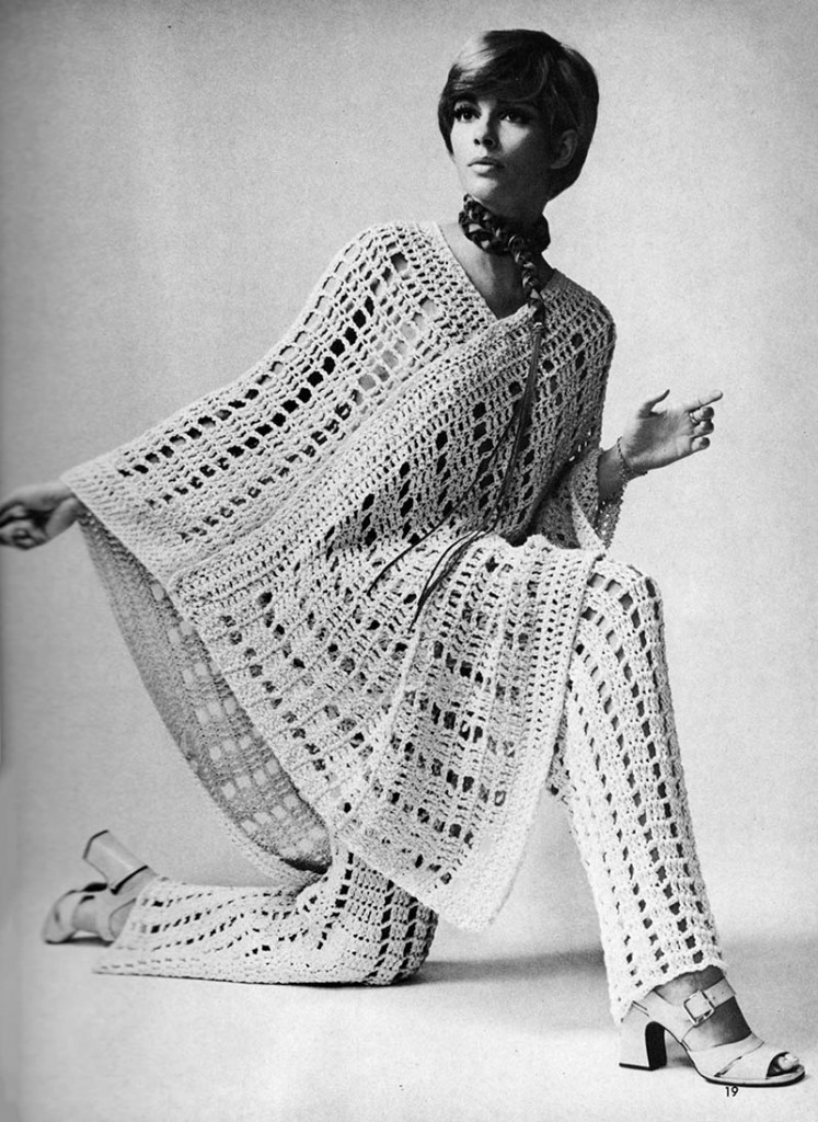 Musings from Marilyn » Groovy 70s Crocheted Poncho and Lacy Flare Pants