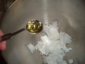 Homemade coconut oil argan oil whipped lotion