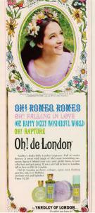 Yardley Oh! de London ad 1968 Olivia Hussey Juliet