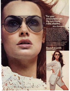 Jean Shrimpton Ray-Ban ad 1971 Aviator sunglasses